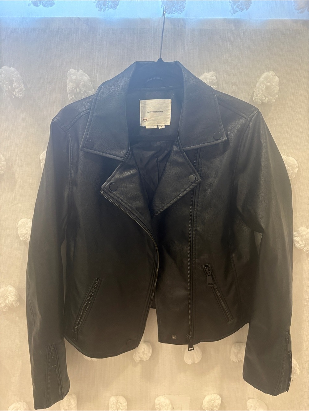 Anthropologie Black Faux Leather Moto Jacket NEW